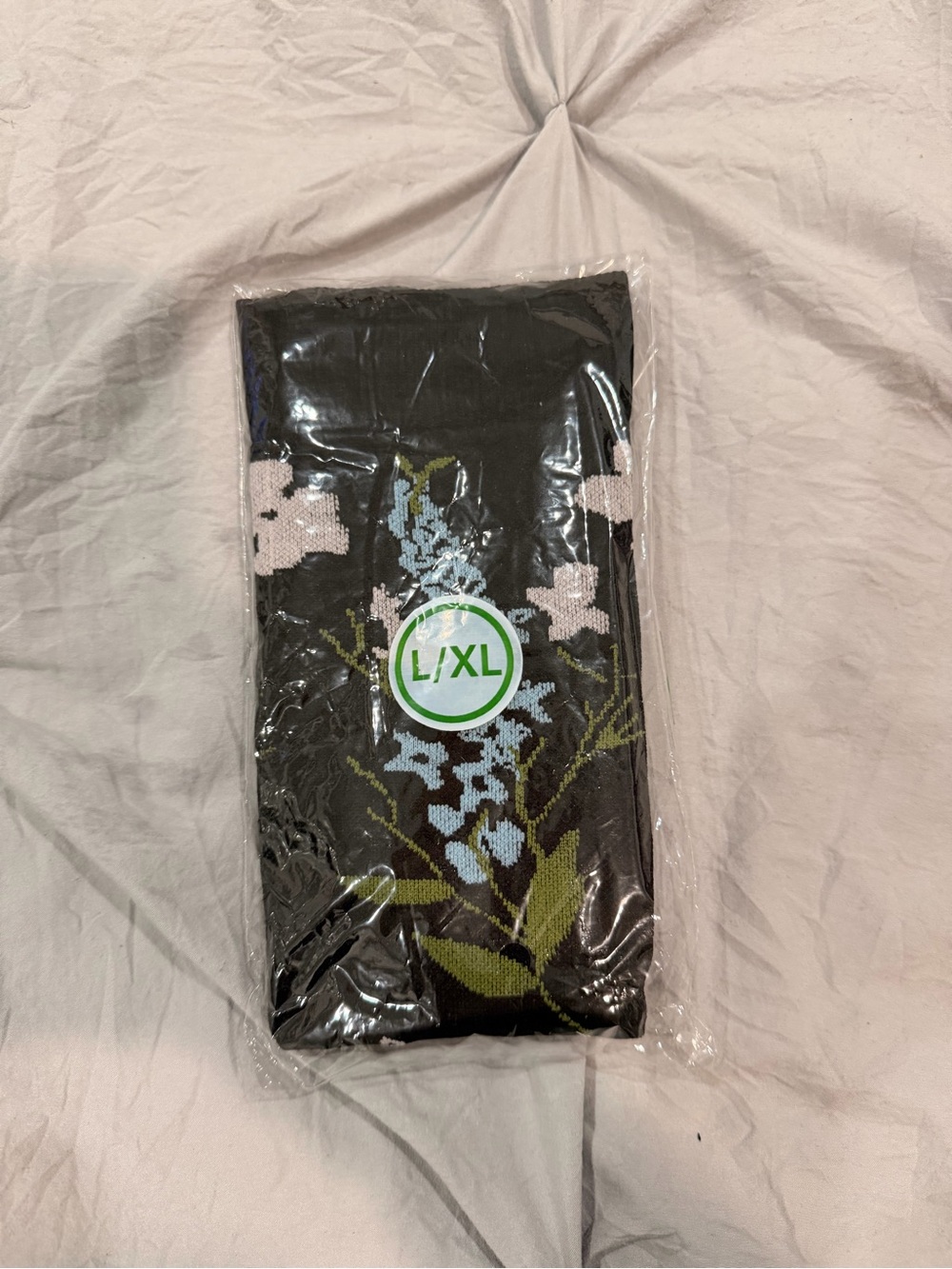 Black Floral compression socks - L/XL